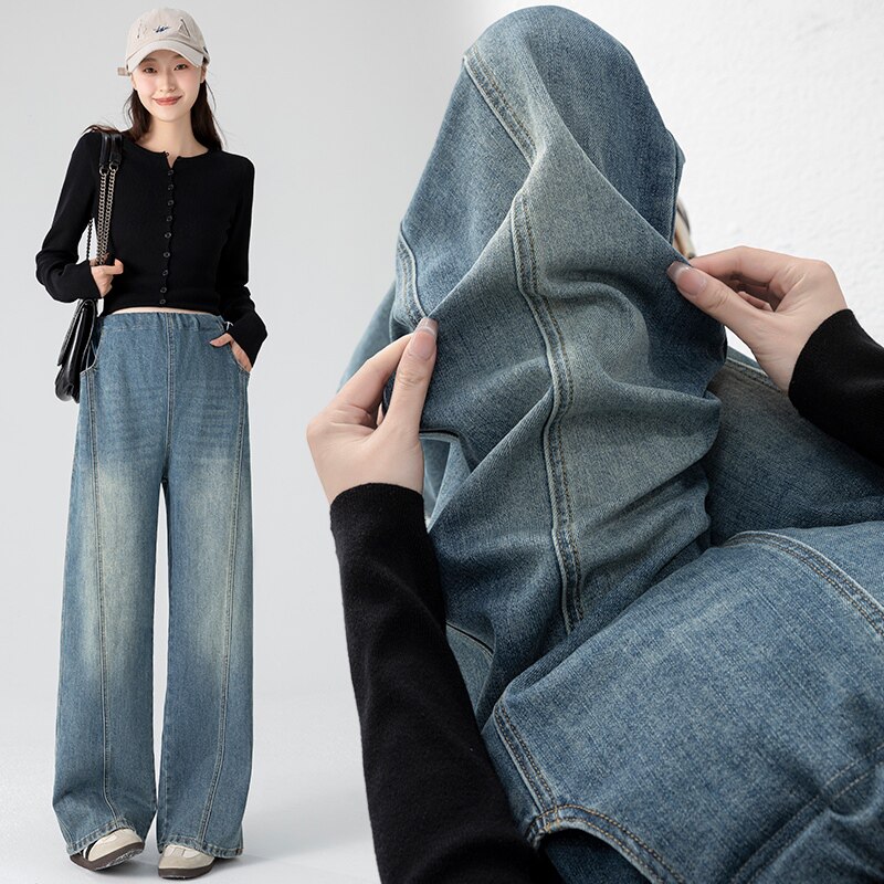 2026春季新款孕妇装牛仔阔腿裤女