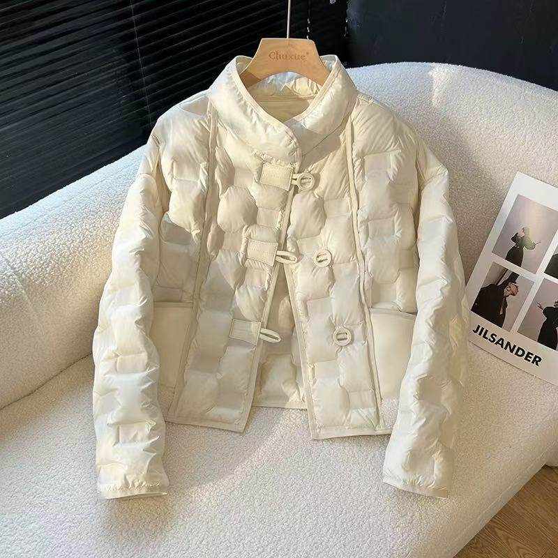 H99345-2025新款新中式国风盘扣百搭轻薄羽绒服短女