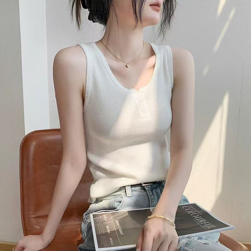 B13055针织宽带背心女春夏季2025新款内搭修身显瘦外穿无袖打底