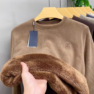 冬季特厚摇粒绒外套男款加厚加绒卫衣内搭保暖圆领毛衣打底衫男