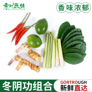新鲜冬阴功汤料食材组合香茅柠檬叶南姜小米辣青柠檬火锅底料食材