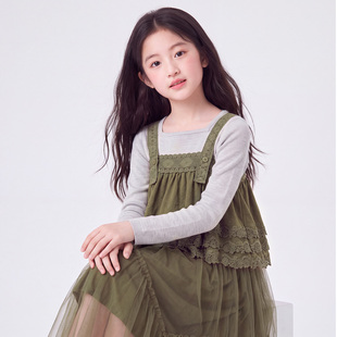 2026秋冬季女童甜美半身裙新款女孩大童洋气蕾丝吊带网纱裙套装