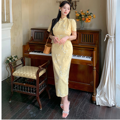 大码女装复古改良旗袍连衣裙
