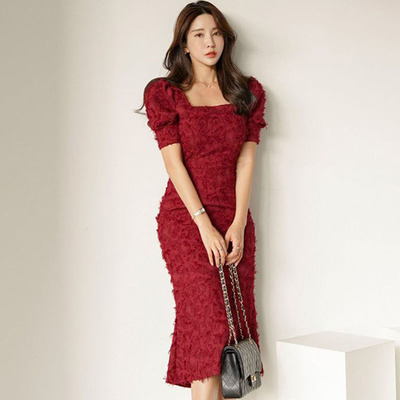 小香风性感名媛微胖修身加肥长裙