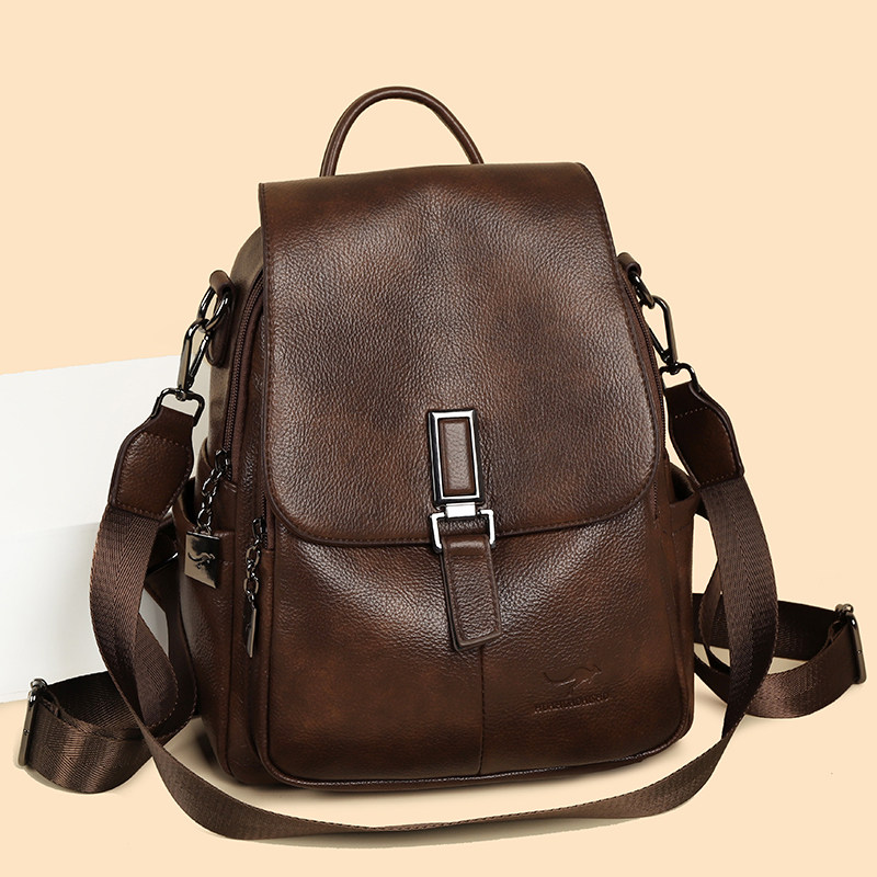 双肩包女2026新款女士牛皮单双两用背包大容量真皮通勤书包旅行包