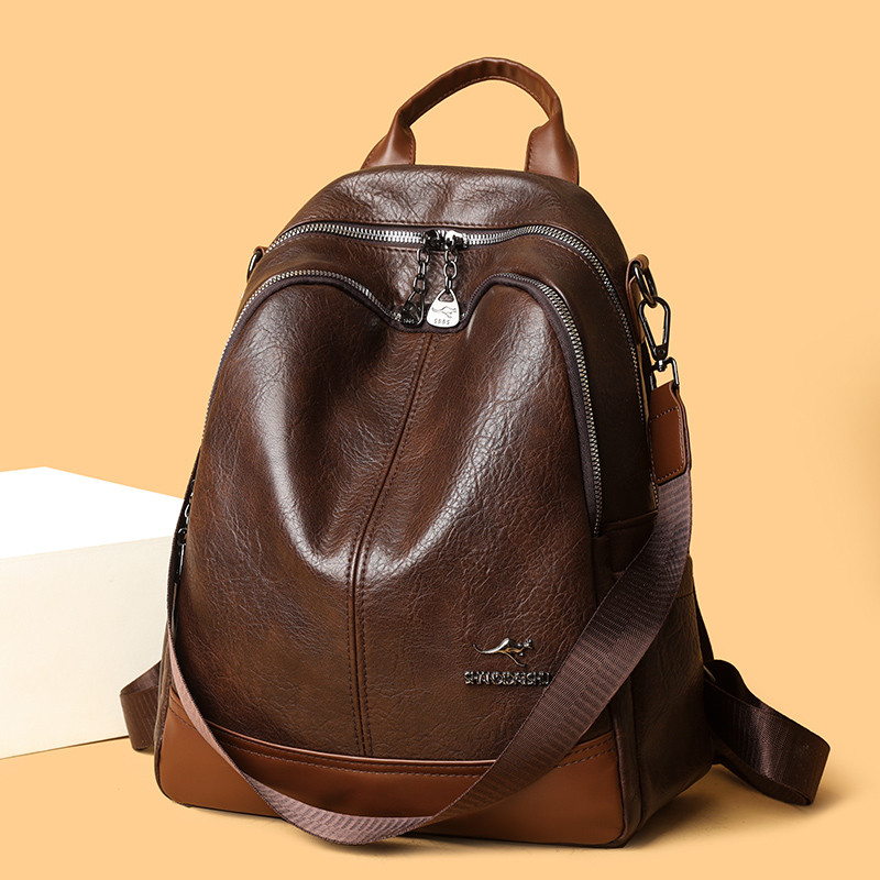 软皮双肩包女2026新款韩版时尚女士背包大容量旅行包包妈咪包