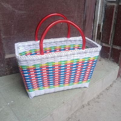 家用塑料手提菜篮子手工编织结实农村提篮买菜耐用收纳购物篮