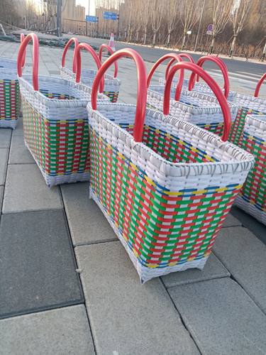 菜篮子购物篮收纳篮水电工具篮水果篮装干货篮豆子篮塑料带编织蓝