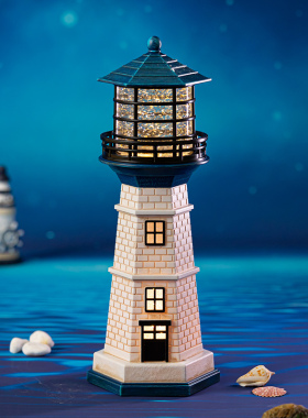 树脂灯塔装饰品摆件水晶球飘雪