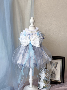 AW原创蓝灰莫兰迪色调系列花苞裙猫猫狗狗金渐层飘带细闪流光溢彩