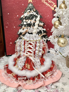 AW秋冬马尔济斯犬小体狗超好看红色圣诞氛围感猫咪布偶雪天连衣裙
