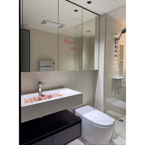 定制通顶镜柜切角浴室柜洗手盆尺寸定做转角包管柱卫浴柜切割台盆