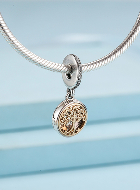 pandora潘多拉925银复古生命树吊坠镀金DIY手链项链配件791988CZ