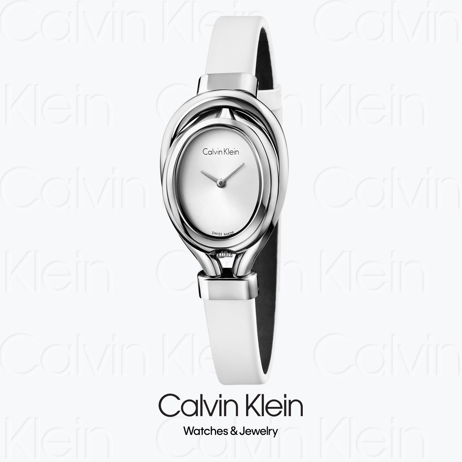 Calvin Klein凯文克莱ck瑞士机芯女士石英腕表白盘皮带轻奢经典款