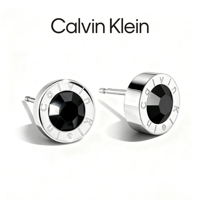 CalvinKlein黑水晶潮流男耳钉