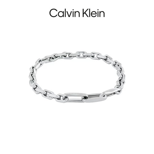 Calvin KleinCK古巴链款男士优雅银色手链35100050送男友节日礼物