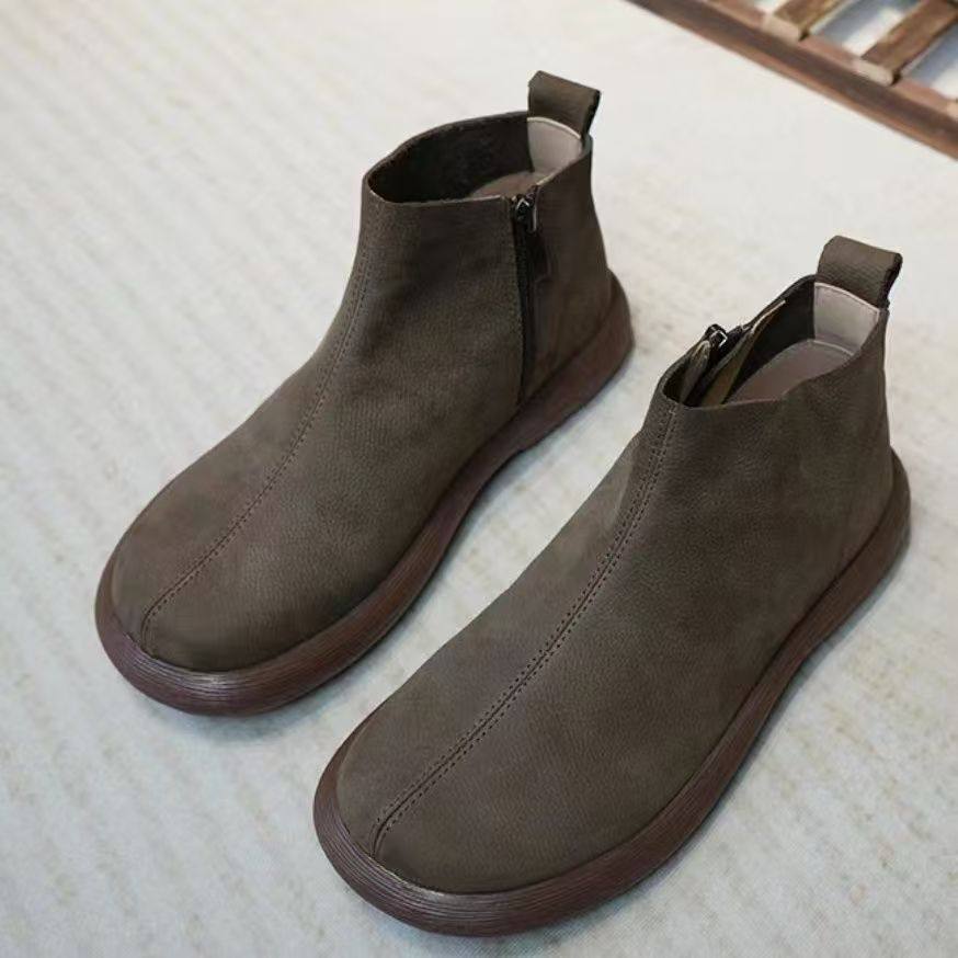 欧洲站真皮短靴男工装短靴2024秋冬冬季拉链圆头马丁靴圆头靴子,流行男鞋,切尔西靴,淘宝优惠券,粉丝福利购,淘宝优惠卷