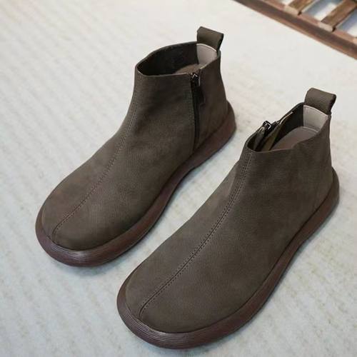 欧洲站2024秋冬低跟圆头靴