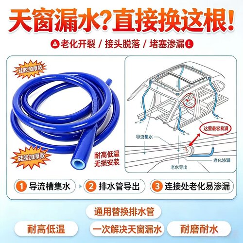 适配奥迪A3Q3A6LC7C6A4LB8B9A8Q5天窗排水管前后流水管一体改进款