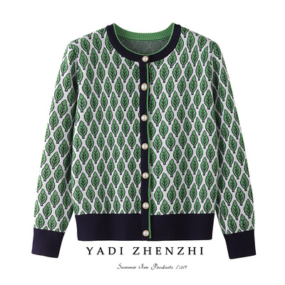 taobao agent Autumn cardigan, short jacket, winter sweater, European style, round collar