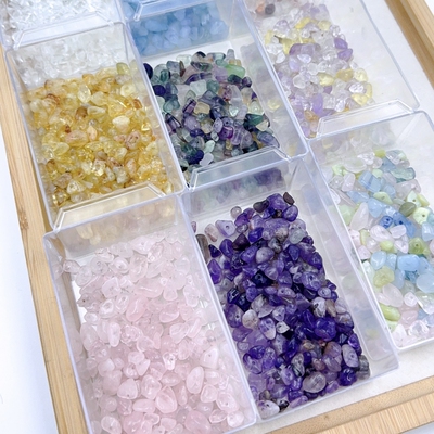 水晶手串diy材料黄紫粉水晶海蓝宝红胶花原碎石散珠手链项链串珠