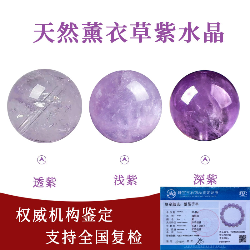 天然紫水晶薰衣草散珠圆珠原石透体冰种DIY手工手串项链配件多宝