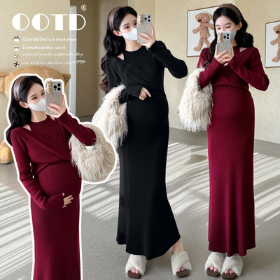 日系CherryKoko孕妇秋装新款时尚减龄气质高级感针织连衣裙早秋