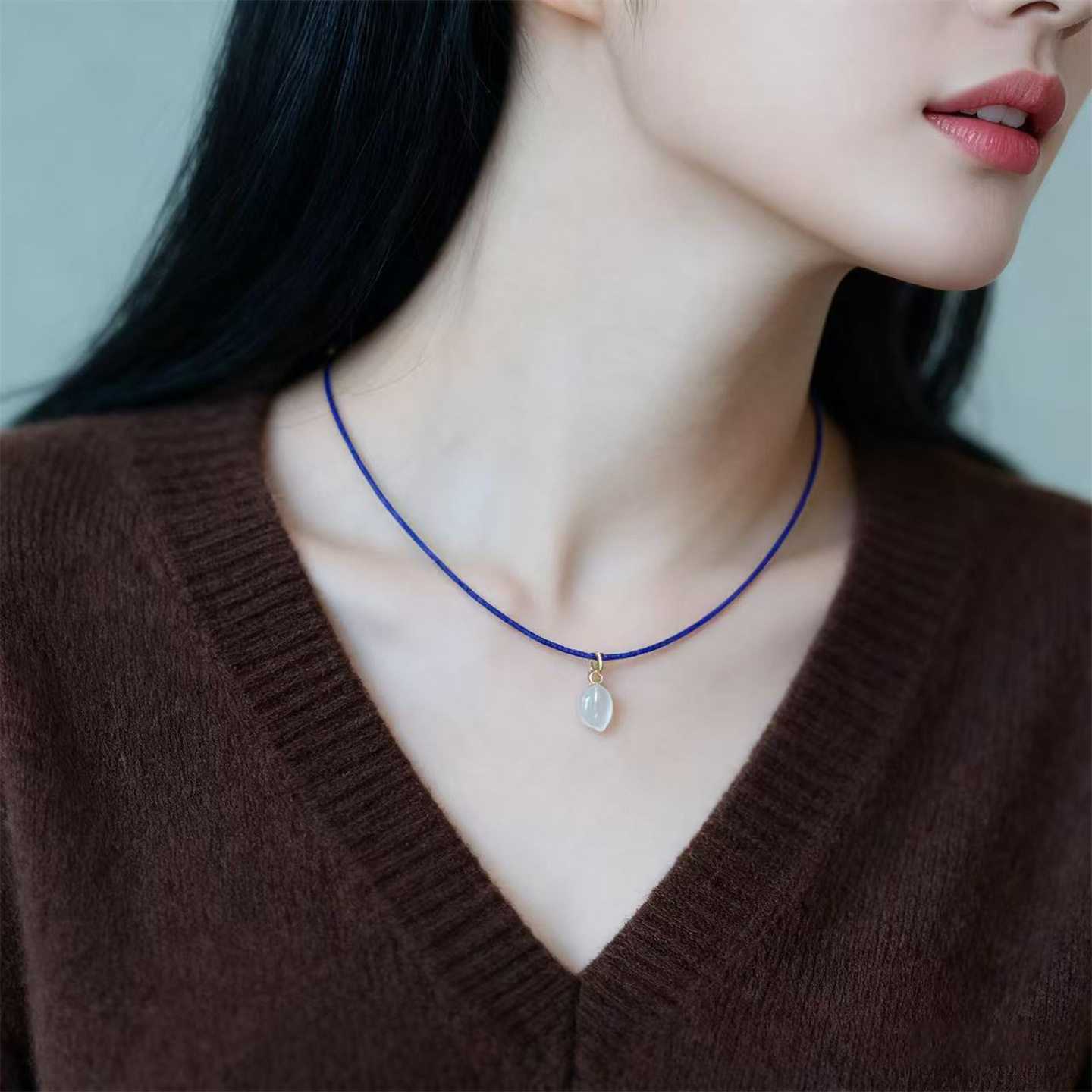 李佳棋推荐帝王青金石极细1mm项链玛瑙克莱茵蓝颈链高级感新中式