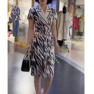 洋气翻领连衣裙修身 欧货短袖 显瘦女 新款 日系cherrykoko夏季