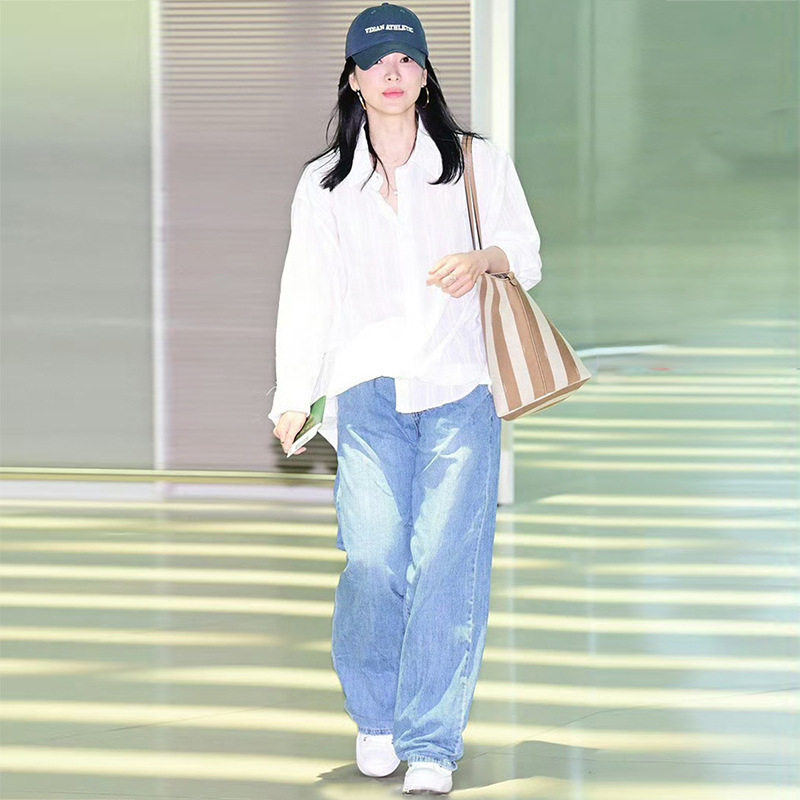 法国cherry kitty宋慧乔衣服夏季新款宽松薄款长袖衬衣防晒衫竖