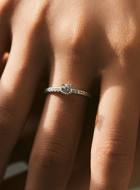 法国chrry koopd色莫桑指女s925银奢华小众设计闪亮排钻订婚