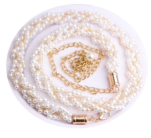 饰连衣裙 加长胖妹妹腰带裙子收腰配饰潮珍珠腰链女装 时尚 百搭大码