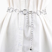 韩版 饰裙带潮 加长百搭装 金属腰链女配连衣裙时尚 圆圈链条腰带大码