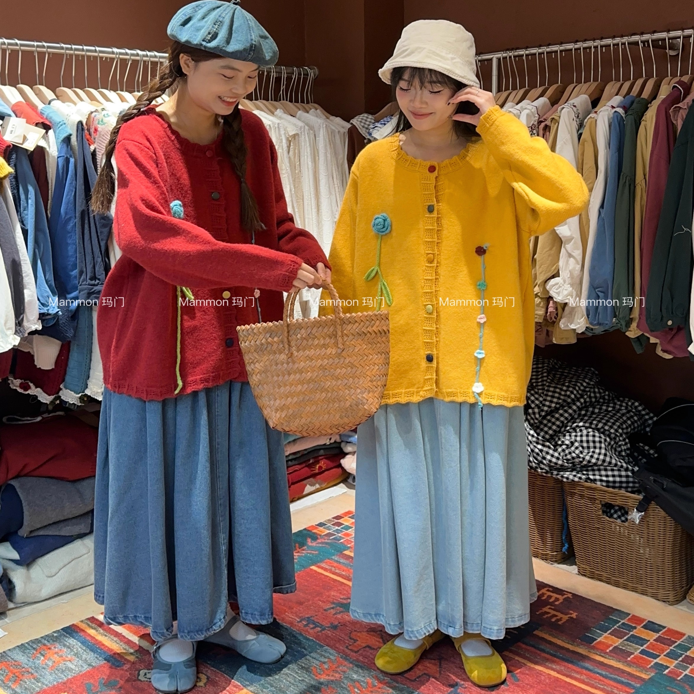 玛门重工手钩花高品质抗起球毛衣