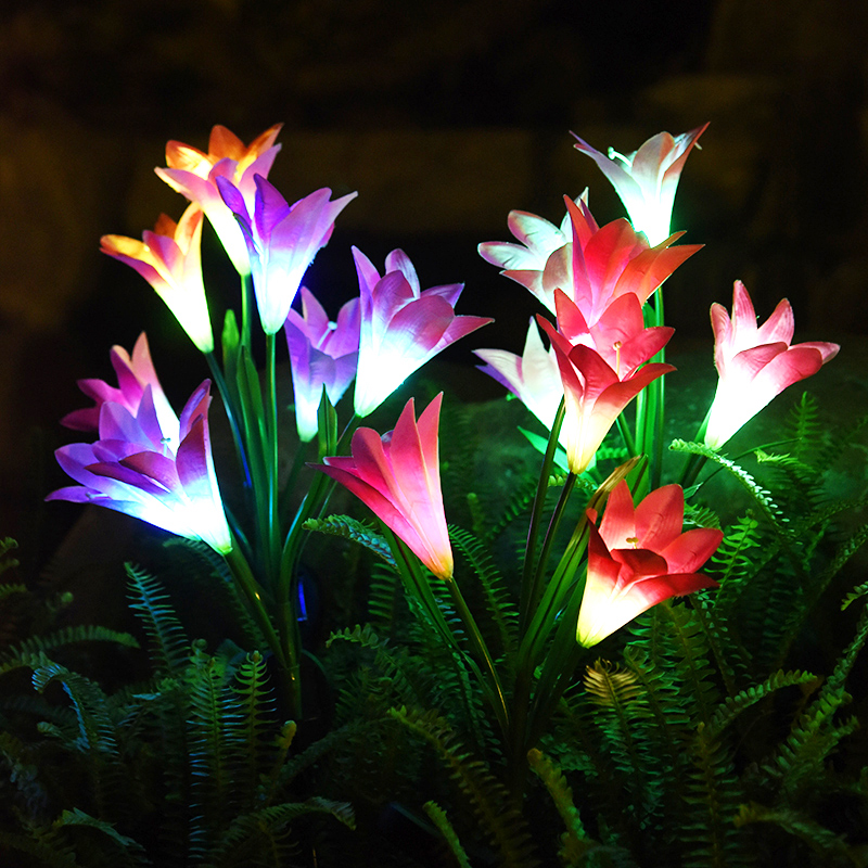 太阳能庭院灯户外百合花园别墅阳台露台装饰灯创意景观插地草坪灯