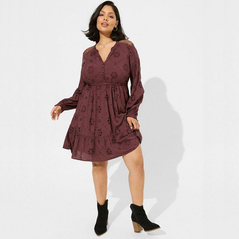 160170斤大码外贸女装立体压花蕾丝镂空包袖娃娃裙连衣裙胸围120