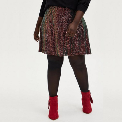 180斤200斤霸气时尚T家美式胖妹妹特大码金丝绒半身裙