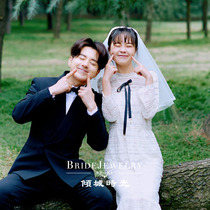 Bride's double-layer short poncho head dress 2019 Korean wedding dress simple Forest Department Travel Photo Props headdress