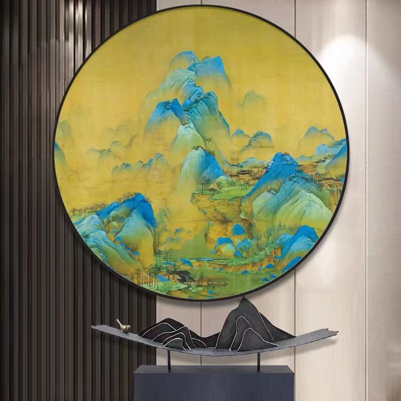 卡卡十字绣玄关圆形千里江山图
