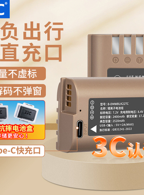 【3C认证】JJC Type-C直充DMW-BLK22相机电池适用松下S9 G9M2 S5M2 S5II GH7 S5M2X GH6L GH5II充电器配件