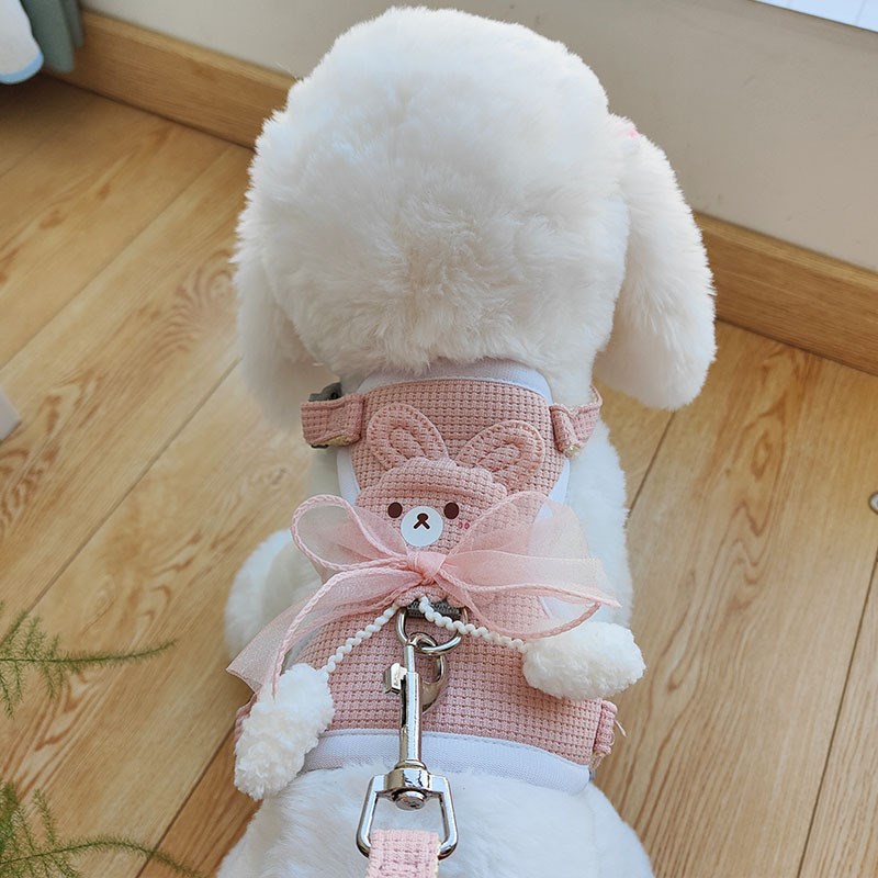 比熊狗狗专用牵引绳夏天衣服背心式小型幼犬胸背带夏季遛狗绳子