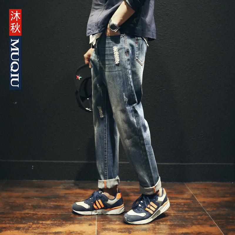 Jeans pour jeunesse droite en vrac en coton pour printemps - Ref 1463154 Image 3