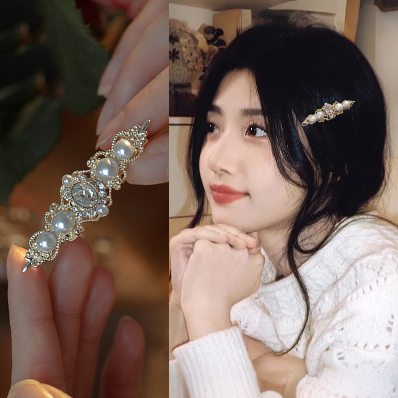 金色珍珠款发夹女2025