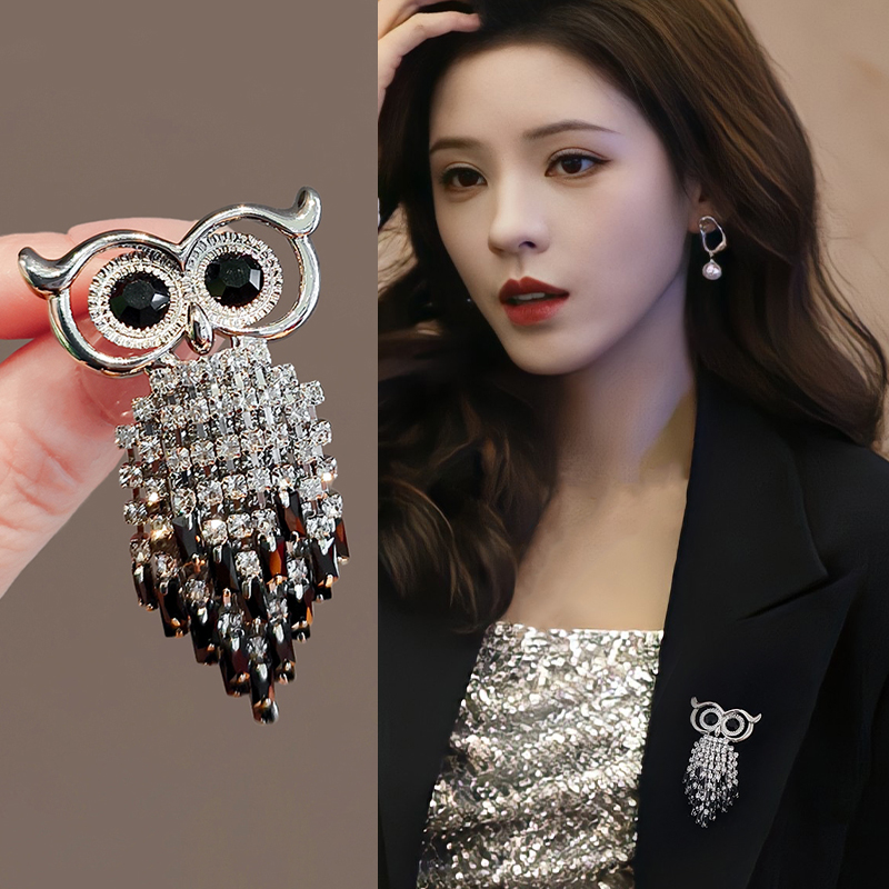 精致奢华高级感猫头鹰胸针