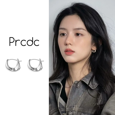 银色不规则几何素圈耳环