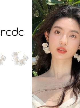 白色耳钉女2025新款爆款高级感轻奢气质大气耳环独特漂亮精致耳饰