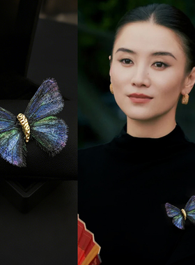 紫色渐变刺绣蝴蝶胸针女2025新款高级感轻奢大衣高端精致时尚配饰