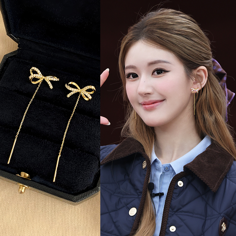 甜美气质蝴蝶结耳环轻奢