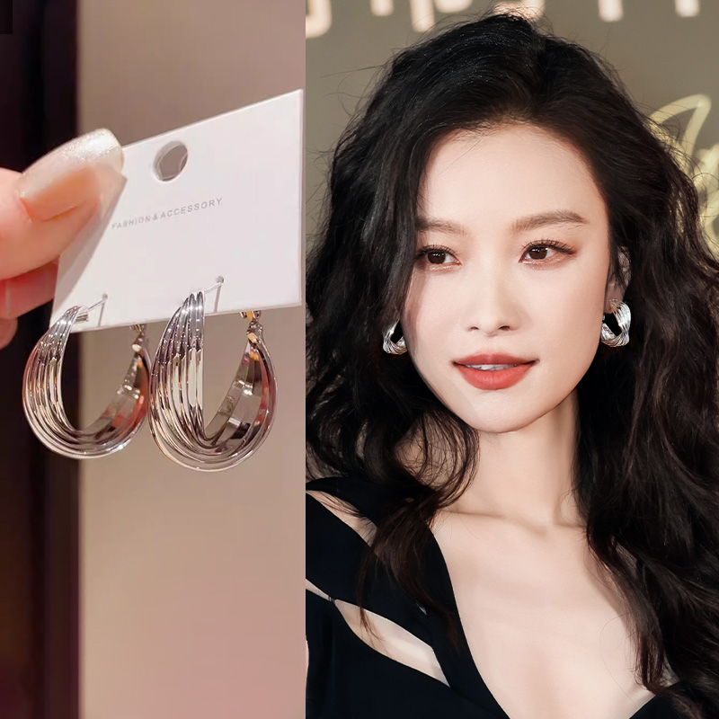 银色轻奢高级感耳环女