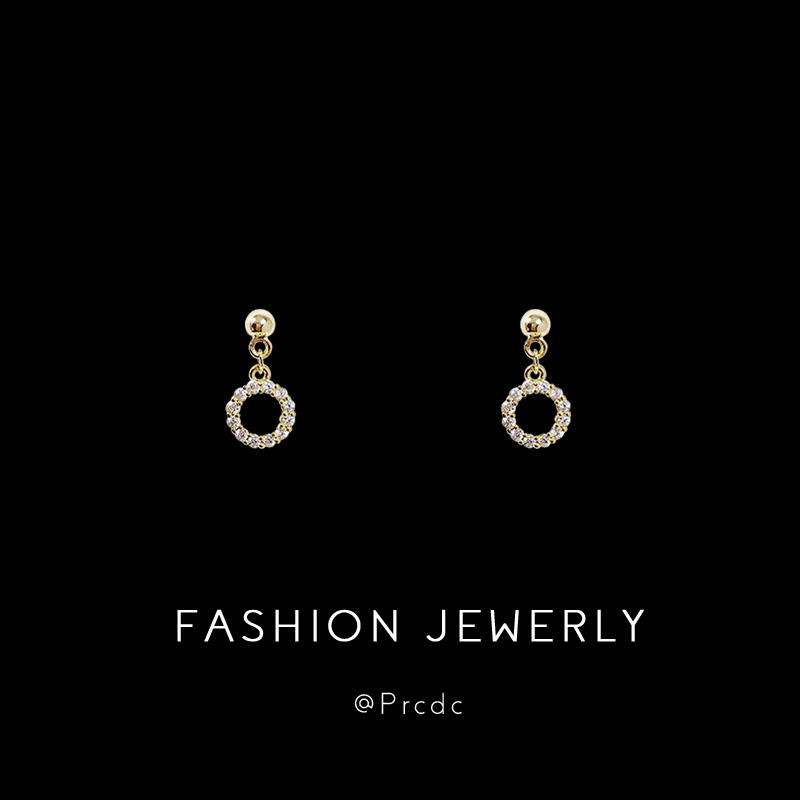 s925银针圆圈几何耳环